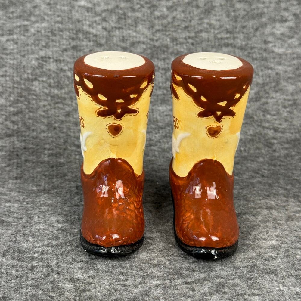 Texas Longhorn Boot Salt and Pepper Shaker Set of 2 Ceramic Lone Star State